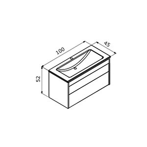 Orka Trio 100 Cm Beyaz Çekmeceli Banyo Dolabı Alt Modül Ve Lavabo
