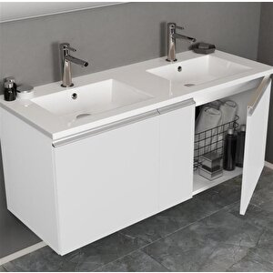 Terme 120 Cm Beyaz Banyo Dolabı Alt Modül Ve Lavabo