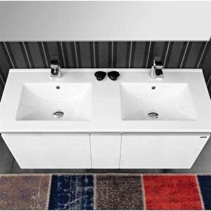 Terme 120 Cm Beyaz Banyo Dolabı Alt Modül Ve Lavabo