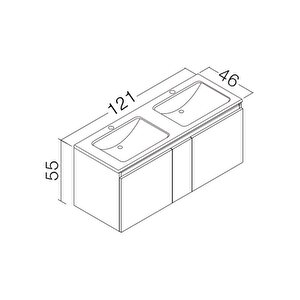 Terme 120 Cm Beyaz Banyo Dolabı Alt Modül Ve Lavabo