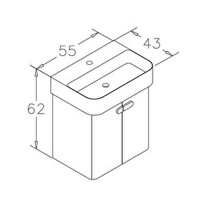 Orbit 55 Cm Beyaz Banyo Dolabı Alt Modül Ve Lavabo