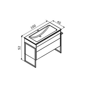 Trio 100 Cm Havluluklu Beyaz Çekmeceli Banyo Dolabı Alt Modül Ve Lavabo