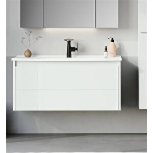 Likya 100 Cm Beyaz Banyo Dolabı Alt Modül Ve Lavabo