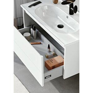 Likya 100 Cm Beyaz Banyo Dolabı Alt Modül Ve Lavabo