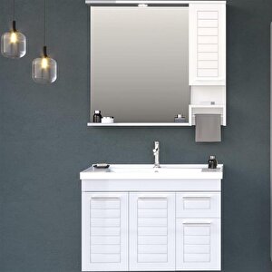 Orka Perge 100 Cm Beyaz Banyo Dolabı Alt Modül Ve Lavabo