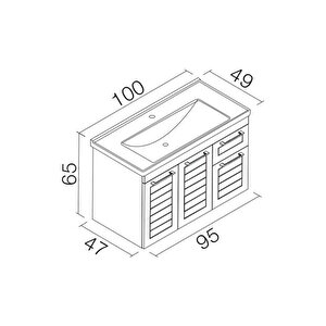 Orka Perge 100 Cm Beyaz Banyo Dolabı Alt Modül Ve Lavabo