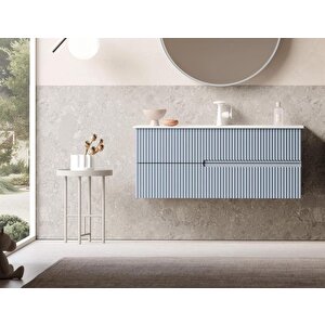 Moonlight 90 Cm Mavi Banyo Dolabı Alt Modül Ve Lavabo