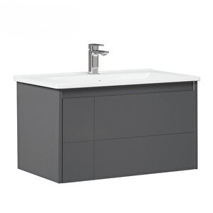 Likya 65 Cm Antrasit Banyo Dolabı Alt Modül Ve Lavabo