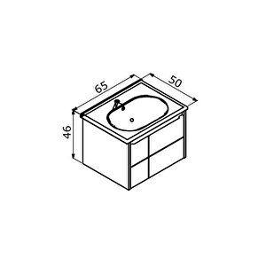 Likya 65 Cm Antrasit Banyo Dolabı Alt Modül Ve Lavabo