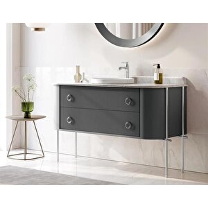 Felice 140 Cm Antrasit Banyo Dolabı Alt Modül Ve Lavabo