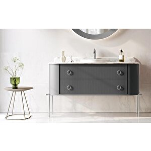 Felice 140 Cm Antrasit Banyo Dolabı Alt Modül Ve Lavabo
