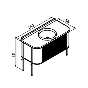 Orka Felice 140 Cm Antrasit Banyo Dolabı Alt Modül Ve Lavabo