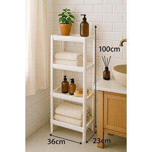 Flex Elite Pro 4 Katlı Beyaz Çok Amaçlı Raf Ünitesi – Banyo Ve Mutfak Düzenleyici Raf & Organizer - S-82