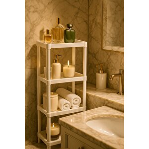 Flex Elite Pro 4 Katlı Beyaz Çok Amaçlı Raf Ünitesi – Banyo Ve Mutfak Düzenleyici Raf & Organizer - S-82