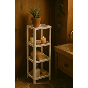 Flex Elite Pro 4 Katlı Beyaz Çok Amaçlı Raf Ünitesi – Banyo Ve Mutfak Düzenleyici Raf & Organizer - S-82
