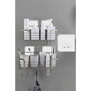 10 Adet 7x7cm Yedek Süper Güçlü Yapışkanlı Askı, 20kg Banyo - Mutfak Raf Tutucu Sticker, Delmesiz