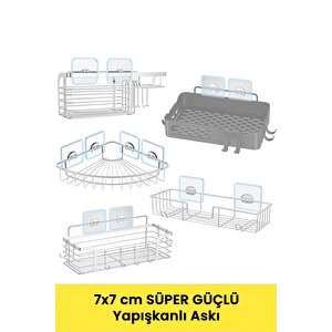 10 Adet 7x7cm Yedek Süper Güçlü Yapışkanlı Askı, 20kg Banyo - Mutfak Raf Tutucu Sticker, Delmesiz