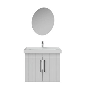 D20.ld065.kpk.clk D20 65 Cm Banyo Dolabı Ve Yuvarlak Ayna Takım Mat Beyaz