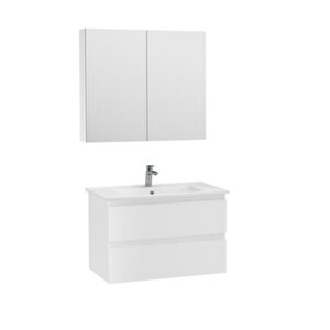 Ad0080.10.pb Alinda 80 Cm Lavabo Dolaplı Ve Aynalı Dolap Takımı Parlak Beyaz