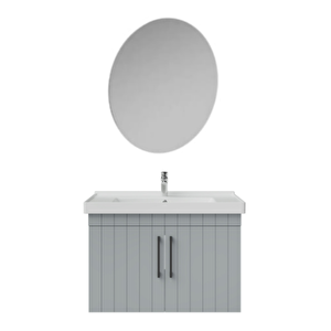 D20.ld.080.kpk.clk D20 80 Cm Banyo Dolabı Ve Yuvarlak Ayna Takım Mat Gri