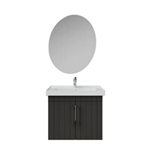 D20.ld065.kpk.clk D20 65 Cm Banyo Dolabı Ve Yuvarlak Ayna Takım Antrasit