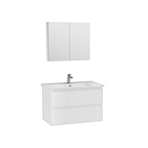 Ad060.10.pb Alinda 60 Cm Lavabo Dolaplı Ve Aynalı Dolap Takımı Parlak Beyaz