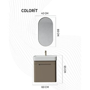 Co0060.42 Colorit Çekmeceli Lavabo Dolabı 60 Cm Ve Oval Ayna Ocean