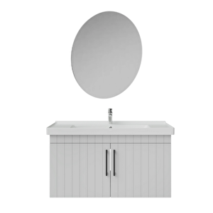 D20.ld.0100.kpk.clk D20 100 Cm Banyo Dolabı Ve Yuvarlak Ayna Takım Beyaz