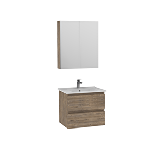 Ad060.10.ng Alinda 60 Cm Lavabo Dolaplı Ve Aynalı Dolap Takımı Naturel Çam