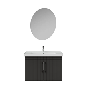 D20.ld.080.kpk.clk D20 80 Cm Banyo Dolabı Ve Yuvarlak Ayna Takım Antrasit