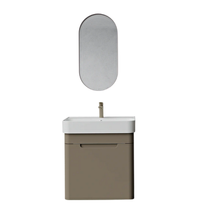 Co0060.41 Colorit Kapaklı Lavabo Dolabı 60 Cm Ve Oval Ayna Cappuccino