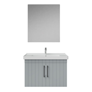 D20.ld080.kpk.clk D20 80 Cm Banyo Dolabı Ve Düz Ayna Takım Mat Gri