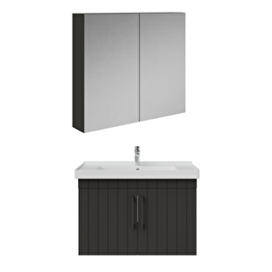 D20.ld.080.kpk.clk D20 80 Cm Banyo Dolabı Ve Aynalı Dolapa Takım Antrasit