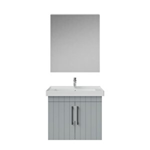 D20.ld065.kpk.clk D20 65 Cm Banyo Dolabı Ve Düz Ayna Takım Mat Gri