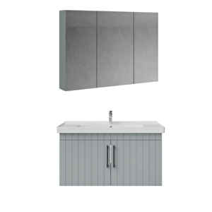 D20.ld.0100.kpk.clk D20 100 Cm Banyo Dolabı Ve Dolaplı Ayna Takım Mat Gri