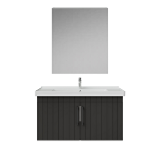 D20.ld.0100.kpk.clk D20 100 Cm Banyo Dolabı Ve Düz Ayna Takım Antrasit