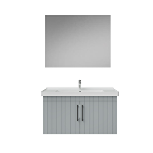 D20.ld.0100.kpk.clk D20 100 Cm Banyo Dolabı Ve Düz Ayna Takım Mat Gri