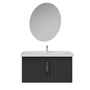 D20.ld.0100.kpk.clk D20 100 Cm Banyo Dolabı Ve Yuvarlak Ayna Takım Antrasit