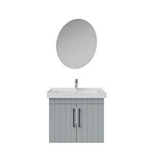 D20.ld065.kpk.clk D20 65 Cm Banyo Dolabı Ve Yuvarlak Ayna Takım Mat Gri