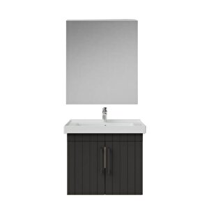 D20.ld065.kpk.clk D20 65 Cm Banyo Dolabı Ve Düz Ayna Takım Antrasit
