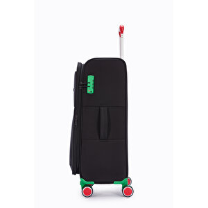 Benetton 2'li Valiz Seti Büyük Ve Kabin Boy Lüx Kumaş Valiz Siyah Bnt2800