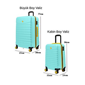 2'li Valiz Seti Büyük Boy - Kabin Boy Su Yeşili 1168