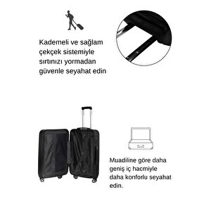 2'li Valiz Seti Polikarbon Büyük Boy – Kabin Boy Valiz Siyah 1815