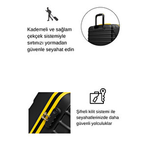 3'lü Valiz Seti Büyük Boy - Orta Boy - Kabin Boy Siyah 1168