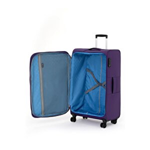 Pierre Cardin 2'li Valiz Seti Büyük Ve Orta Boy Lüx Kumaş Valiz Mor 04pc4200