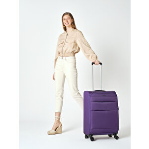 Pierre Cardin 2'li Valiz Seti Büyük Ve Orta Boy Lüx Kumaş Valiz Mor 04pc4200