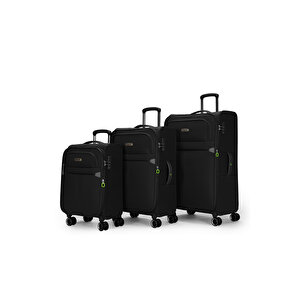 Pierre Cardin 3'lü Valiz Seti Lüx Kumaş Valiz Siyah 04pc6000