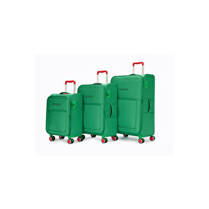 Benetton 3'lü Valiz Seti Lüx Kumaş Valiz Yeşil Bnt2800