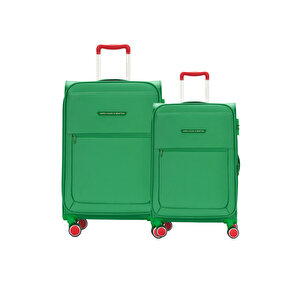 Benetton 2'li Valiz Seti Büyük Ve Orta Boy Lüx Kumaş Valiz Yeşil Bnt2800