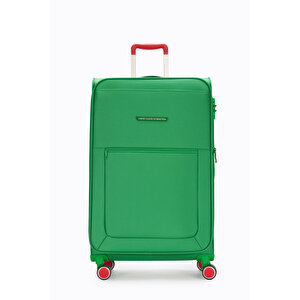 Benetton 2'li Valiz Seti Büyük Ve Orta Boy Lüx Kumaş Valiz Yeşil Bnt2800